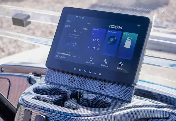 ICON i40 golf cart 10-inch digital touchscreen display with navigation and diagnostics