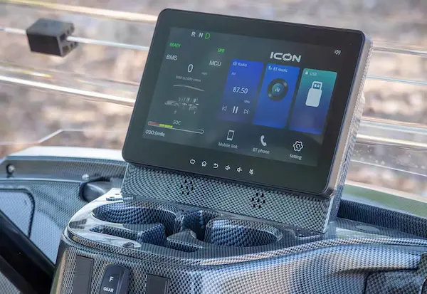 ICON i60 touchscreen dashboard with 10-inch digital display for navigation and vehicle stats